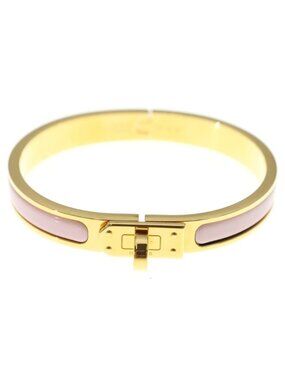 Hermes Mini Click Kelly Enamel Bracelet Gold Pink